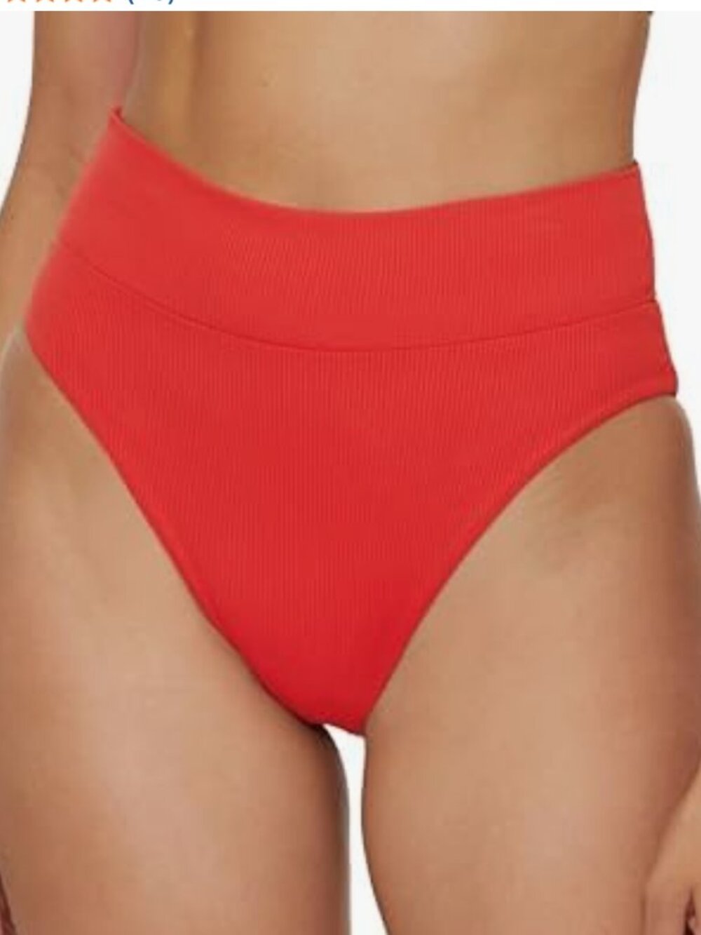 BECCA by Rebecca Virtue Modern Edge High-Waisted Bikini Bottoms – Fire Red – Siz